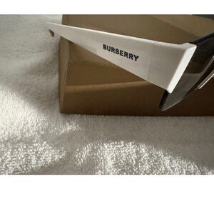 Burberry White Temple Sunglasses with Black Logo